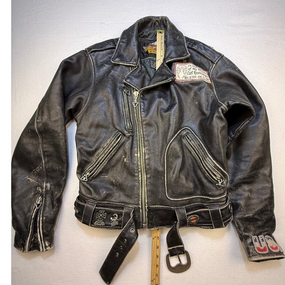 Harley-Davidson Other - Harley Davidson Leather Jacket Mens M Black Biker Distressed Vintage CA03402 USA